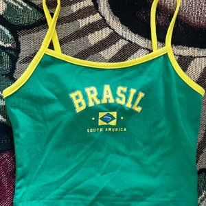 Y2K Brazil Tank Top - Brasil Baby Tee, Brazilian Crop Top, 90s 2000s Aesthetic,